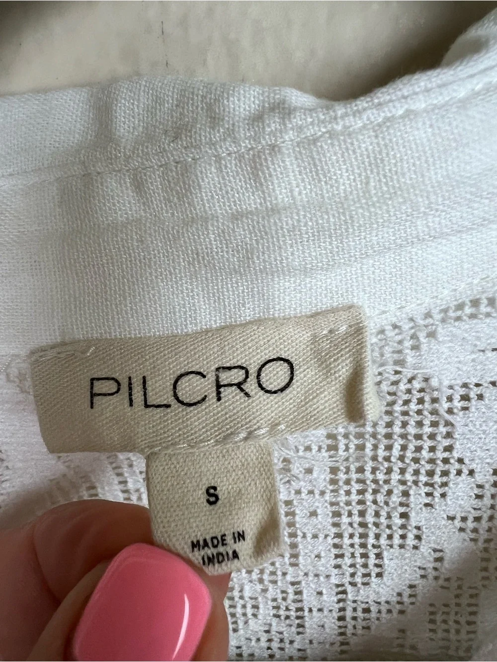 PILCRO by ANTHROPOLOGIE Women’s Size S White Cutwork Bubble-Sleeve Cropped Shirt